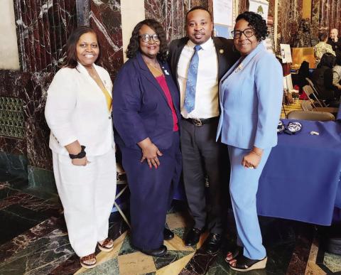 JONESVILLE TOWN Clerk Anylnne Crissy Gardner, Mayor Loria Hollins , Representative C. Travis Johnson and Main Street Coordinator Virginia Holmes representing Jonesville in Baton Rouge.