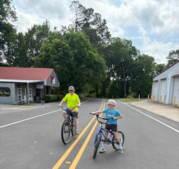 Boys riding bikes