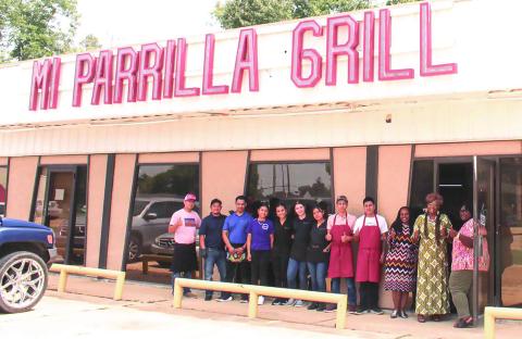 MI PARRILLA GRILL staff pictured above with Jonesville Town Council members June Gayden, Catina Branch, and Jonesville Mayor, Loria Hollins.