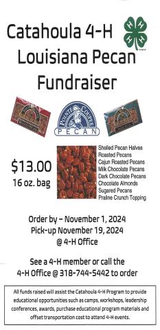 4-H members hosting Catahoula 4-H Louisiana Pecan Fundraiser