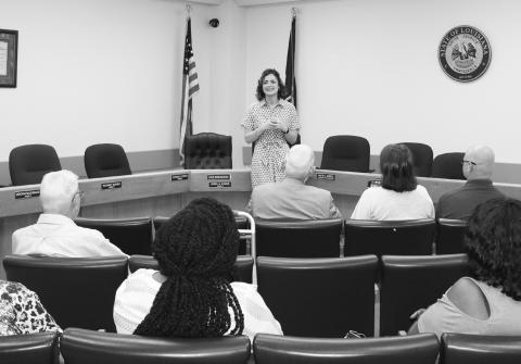 REPRESENTATIVE JULIA LETLOW pictured above at a round table discussion, Catahoula Parish Police Jury room.