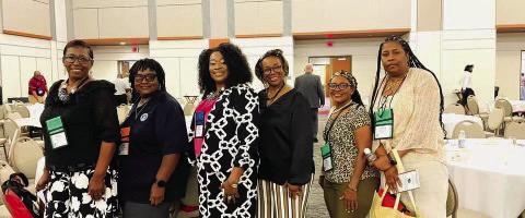 ATTENDING THE Louisiana Municipal Association convention pictured above from left to right Mayor ProTem Emma Hilliard Sicily Island, Mayor Loria Hollins Jonesville, Mayor Pro-Tem Catina Branch Jonesville, Council member Linda Kerry Sicily Island, Council member June Gayden Jonesville, and Council member Angela Carter Jonesville.