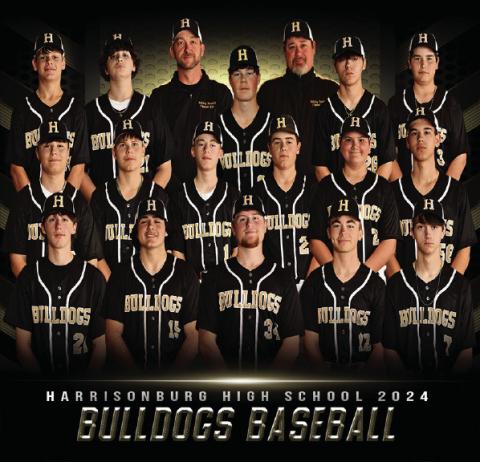HHS BULLDOGS baseball team pictured above from left to right: Front row Gage Dunigan, Laine Dupuis, Nathan Edwards, Carter Pentecost, and Cayden Breland. Second row Elijah Webb, Bryce Butts, Corbin Nugent, Braden McGuffee, Jake Book, and Landon Wiley. Third row Kaleb Stewart, George Bacon, Coach Luke Pentecost, Tate Tiffee, Coach Ty White, Dominic Stott, and Maddux Trisler.