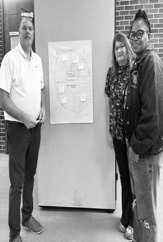 FROM LEFT to right, Superintendent John Adams, Amanda Parker and Vanessa Branch.