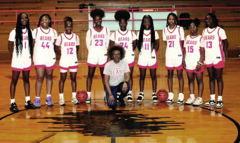girl’s basketball team: Zairia Beard #23 Senior, Aja Fisher #44 Eighth Grade, Mintavia Johnston #11 Sophomore, Charlai Jefferson #15 Sixth Grade, Aubree Norl #12 Eighth Grade, Elzayh Beard #13 Seventh Grade, Miadrasha Johnson #24 Eighth Grade, Ja’Niyah Alexander #21 Sophomore, Quintasa Johnson #1 Sophomore, and Coach Vanessa Branch.