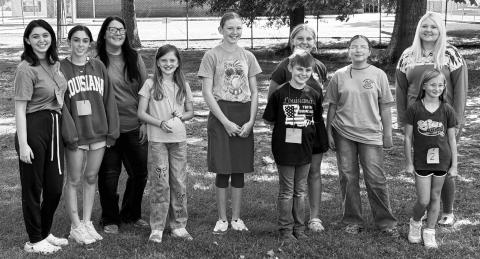 LEFT TO RIGHT is Natalee Nobles, Allie Nobles, Laine Neal, Caelin Kratzer, Isabel Cook, Gemar Wiley, Allison Wiley, Rylee Boone, Leann Deville and Lessie Claire Neal.