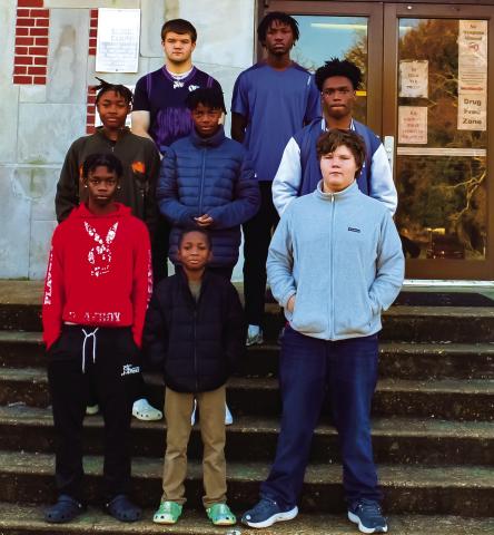 SICILY ISLAND High School boys’ basketball team pictured above from left to right; Front row: Jamarius Richardson, Avery Phillips, and Colton Mason. Second row: Jaylen Drumgoole, Kenderious Magee, and Cameron Norman. Back row: William Little and Tommy Richardson.