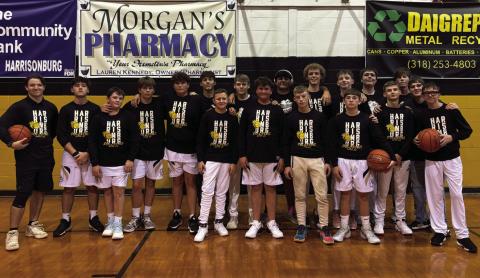 FRONT ROW LEFT TO RIGHT: Manager Clintt Hall, Players - Bronx Dill, Eden Dulworth, Bryce Butts, Maddux Trisler, Zackary Floyd, Jake Book, Corbin Nugent, Collin Dulworth, Colton Crum, and Drew Walton. BACK ROW LEFT TO RIGHT: Manager Kaden Sanson, Players - Ryan Fuqua, Camden Womack, Laine Dupuis, Braxton Nowlin, Grant Nelson, Ben Morrison, and Tate Tiffee.