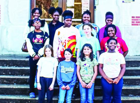 girl’s basketball team pictured from left to right; Front row: Jasmine Ratcliff, Madi Evans, Liberty Zavall, and Johnrieal Mathis. Second row: Kyndall Mason, Rayzyunna Davis, Ayva Owens, and Trinity Wallace. Third row: Zowii Thornton, Raiyelle Rosebud, Jahashia Dunbar, and Sarah Thomas.