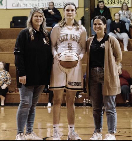 Left to right: Head Coach Amie Bruit, #5 Kensey Trisler, A ssistant Coach Beth Ahmed.